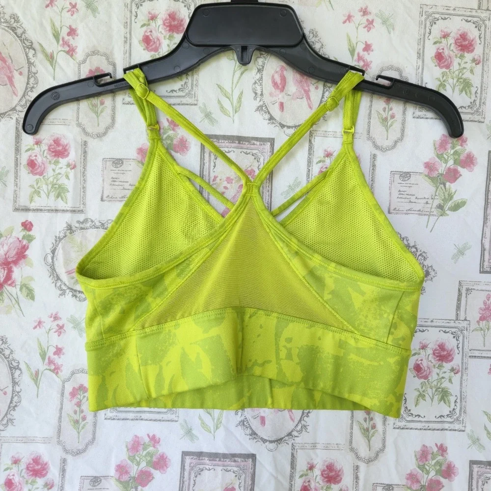 Nike Women's Dri-FIT Indy Icon Clash Sports Bra Light Support Green Print Medium